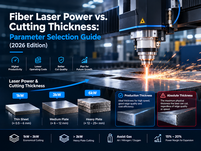 Fiber Laser Power vs Cutting Thickness: Parameter Selection Guide (2026 Edition)